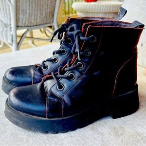 Fly London Leather Lace Up Boots-Metz